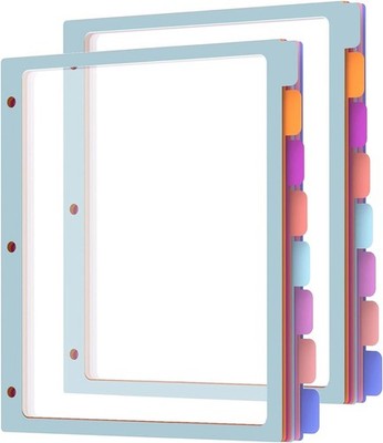 2 Set 8 Tab Binder Dividers 3 Ring Plastic Letter Size Multicolor Tabs Folder Or