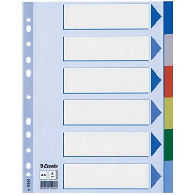 Esselte Kunststoff-Register, blanko, A4, PP, 6-teilig 3 bis 80 Stk SPARE 68%