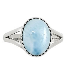 Natural Larimar Dominican Republic 925 Sterling Silver Ring s.9 Jewelry R-1210