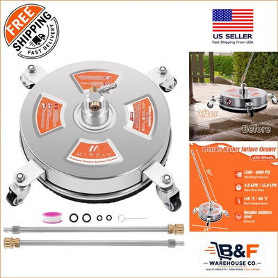 #ad 14 Inch High Pressure Surface Cleaner Attachment 4000 PSI Effortless Cleaning $88.64