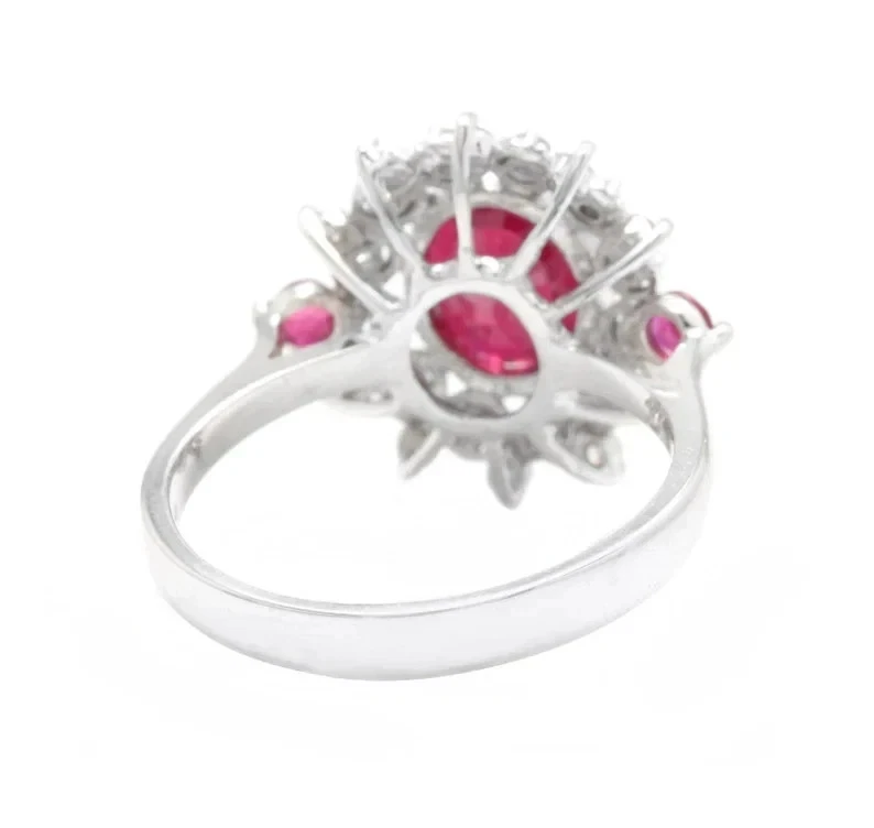 6.65 Carat Oval Cut Natural Red Ruby & Diamond Engagement Solid 950 Platinum - Image 4 of 4
