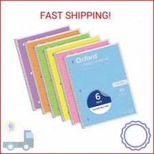 Oxford Spiral Notebooks, 6 Pack, 1 Subject, Wide Ruled Notebooks for School, 8 x