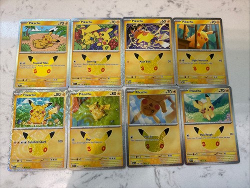 Pikachu Pokemon 30th Celebration Holo English Set of 8, 26/27/30/36/43/47/48/50