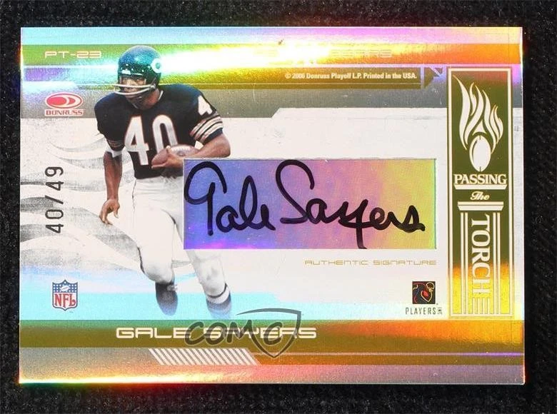 2006 Donruss Elite Gold Signatures /49 Cedric Benson Gale Sayers #PT-23 Auto HOF - Image 2 of 2