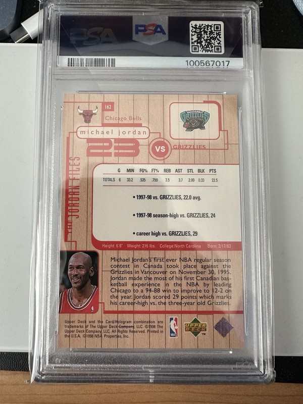 Upper Deck 1998-99 MJ Living Legend The Jordan Files Michael Jordan #162 PSA 8