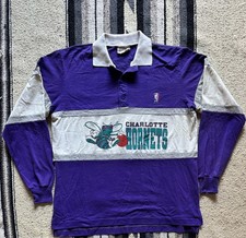 Vintage 90s Nutmeg Charlotte Hornets NBA Basketball Long Sleeve Shirt XL FLAW