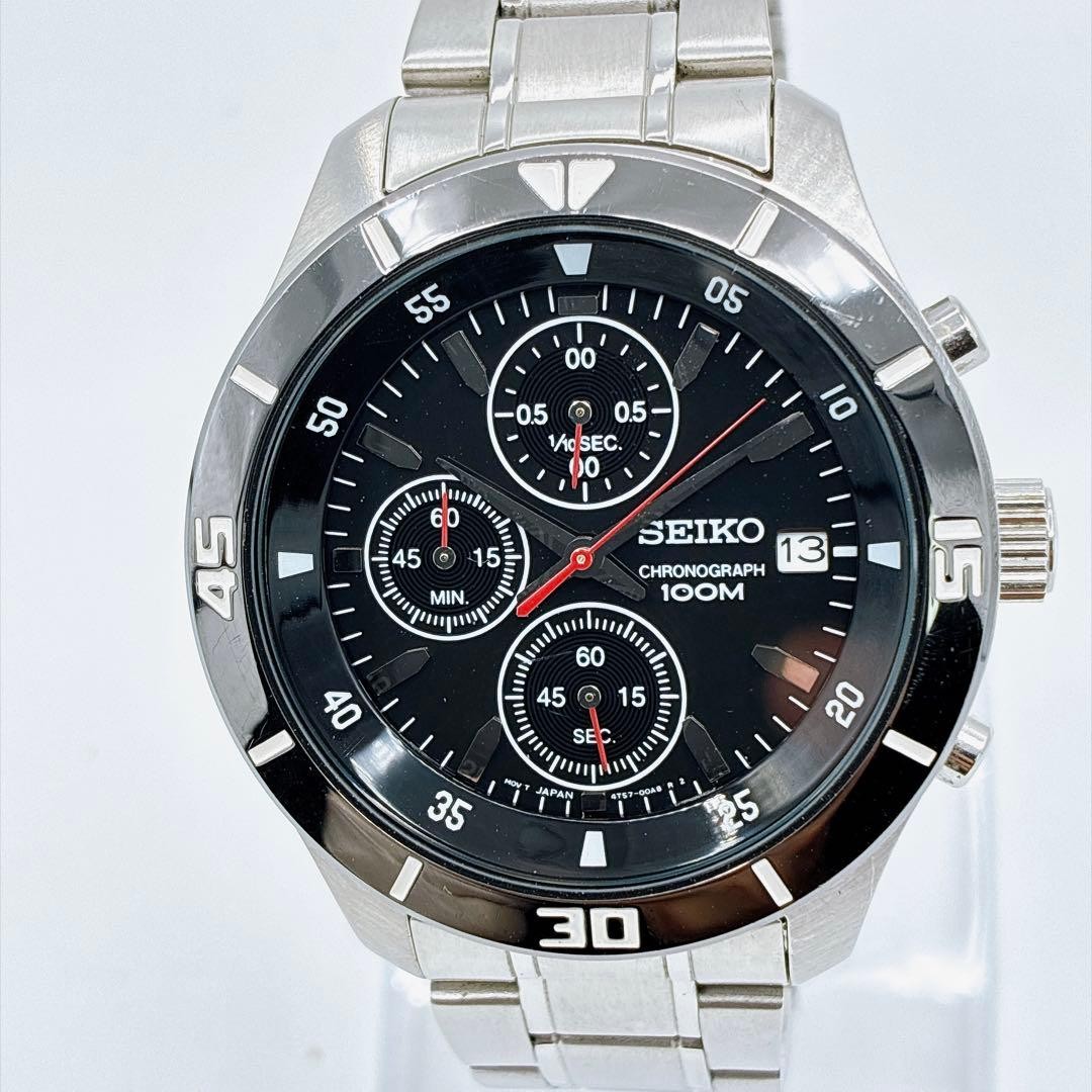 SEIKO 4T57 00A0 Chronograph 100M Black Red Hand From … - Gem
