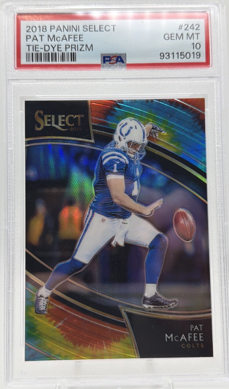 2018 Panini Select - Field Level Pat McAfee #242 Tie-Dye Prizm /25 PSA 10