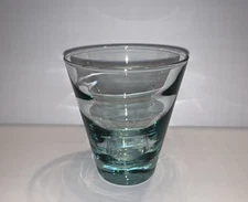 Vintage Flat Juice Glass Ripple Aqua by Libbey Glass Company