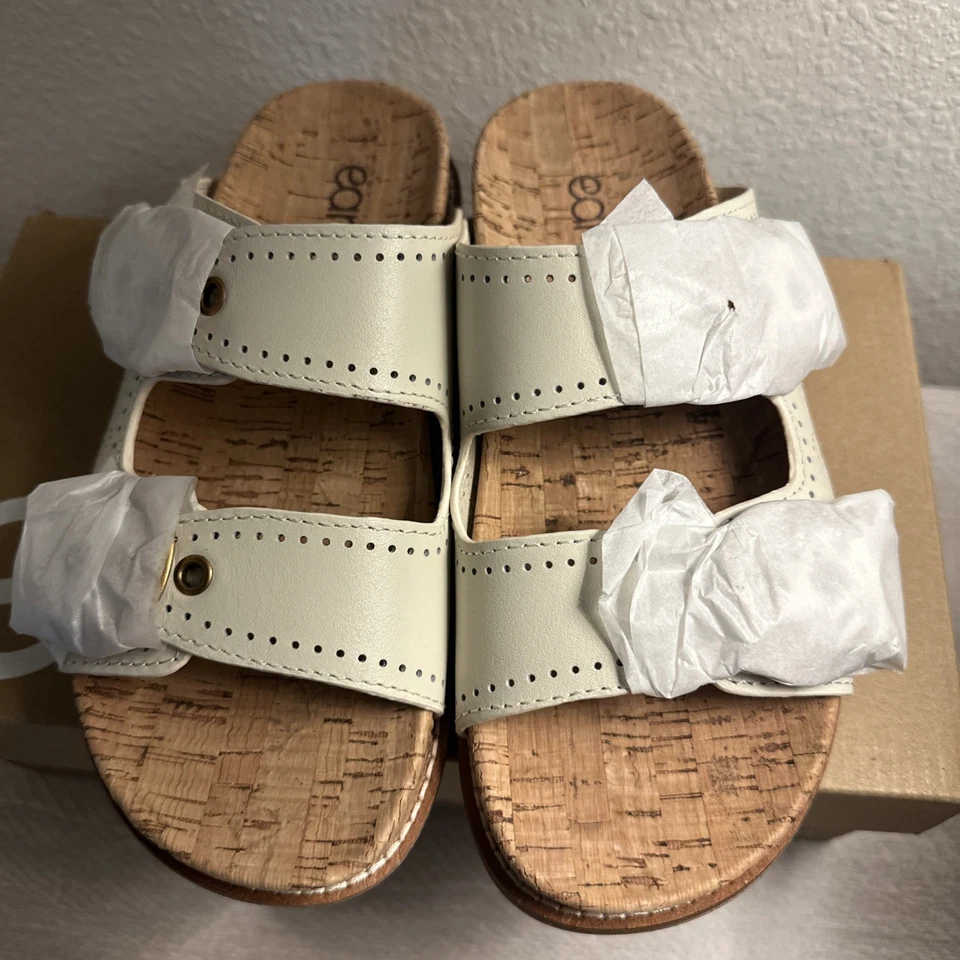 Sandalias planas sin cordones Earth Francii de doble banda para mujer talla 6M en color marfil Foto 3 de 4
