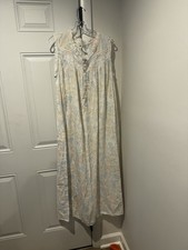 Vintage Eileen West Floral Long Nightgown Eyelet Lace Sleeveless L Women s