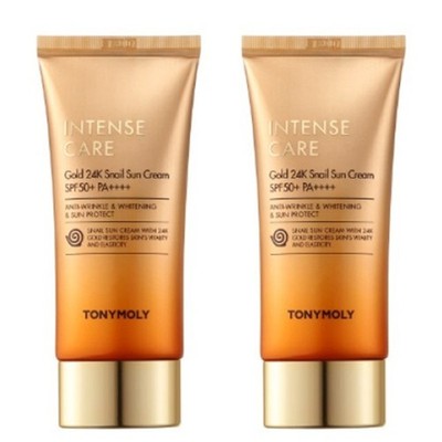 TONYMOLY Intense Care Gold 24K Snail Sun Cream SPF50+ PA++++ 50ml x2 | K-Beauty