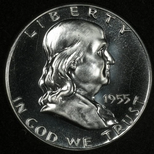 1955 FRANKLIN HALF DOLLAR FLASHY PROOF NEAR CAMEO