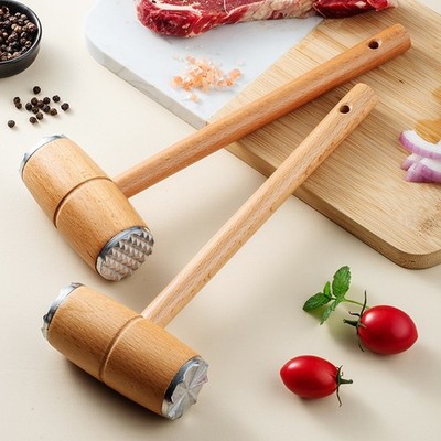 Premium Metall Fleischhammer Zartmacher Holzgriff für Rind und Huhn