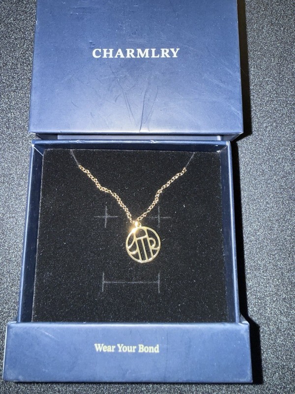 Charmlry Bespoke Monogram Pendant Necklace Gold Tone "Wear Your Bond" With Box