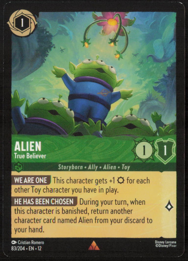 ALIEN - TRUE BELIEVER 83/204 RARE WILDS UNKNOWN LORCANA LP ROMERO