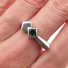 Shube 925 Sterling Silver Vintage Real Chrome Diopside Modernist Ring Size 9
