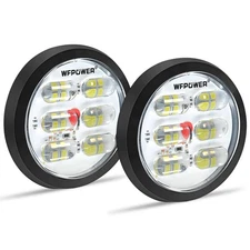 WFPOWER LED Trailer Tail Light, 2 X White 4 Inch Super Bright Round Trailer L...