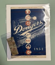 1952 WILLIE MAYS HR Ticket & Scorecard - JACKIE ROBINSON Brooklyn Dodgers Giants