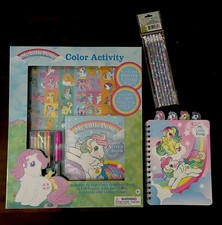 My Little Pony Color Activity set, pencils, and journal -vintage 80  s style