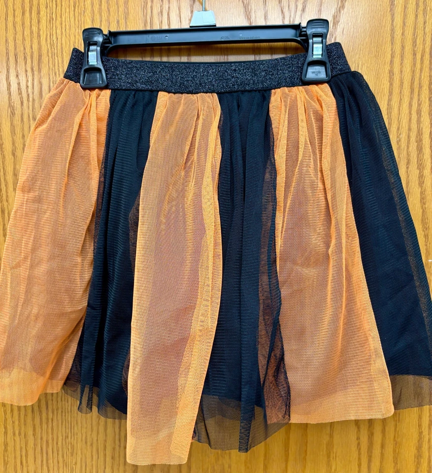 Disfraz Infantil Falda Malla Naranja Negro Halloween Animadora, Talla M (7-8), Nuevo Foto 3 de 4