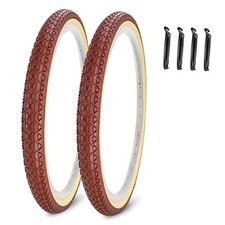 2 Pack 24"/26"x2.125" 26"x2.35" Inch Beach Cruiser Bike Tires Brown 24x2.125