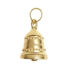 New 14k Gold 3-D Christmas Bell Pendant