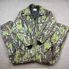Vintage SafTBak Insulated Coveralls Men's Large Trebark Camo Hunting Outdoors