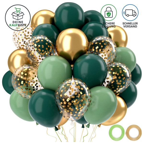 Luftballons 52 StüCk SalbeigrüN Gold 12 Zoll FüR Hochzeit Geburtstag Babyparty-image