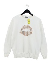 Mint Velvet Women's Hoodie L White Cotton with Polyester, Elastane Pullover