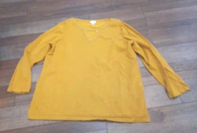 Avenue Long Sleeve Shirt Womens Size 14/16 Yellow/gold Color 