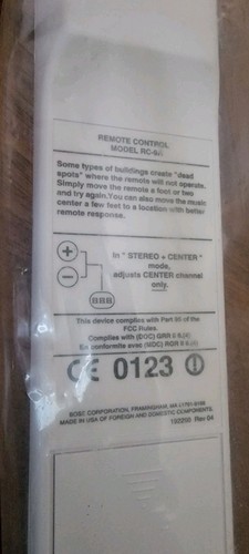 Bose RC-9a Remote Control Lifestyle 3 5, 8 or 12-Music Center NEW Sealed Rc-9 - Picture 6 of 8