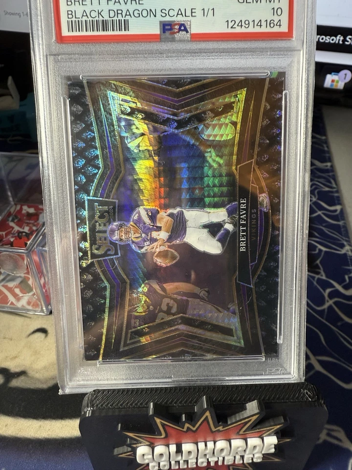 Panini Select Brett Favre Black Field 2024 nivel 1/1 escala dragón #411 Prizm Foto 3 de 4