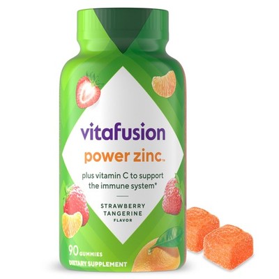 Vitafusion Power Zinc Gummy 90 Count (Pack of 1), Strawberry Tangerine 