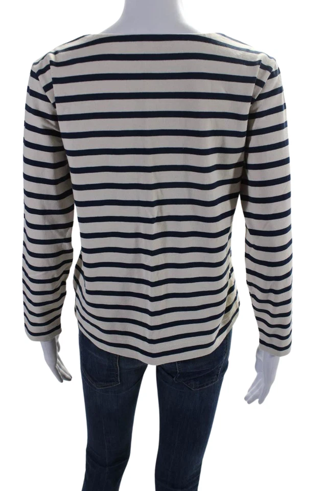 Marc By Marc Jacobs Womens Cotton Striped Print Long Sleeve Shirt Beige Size XS - Image 3 of 4
