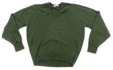 Rare Vintage BURBERRYS Lambswool Knit Pullover V Neck Sweater 80s Forest Green