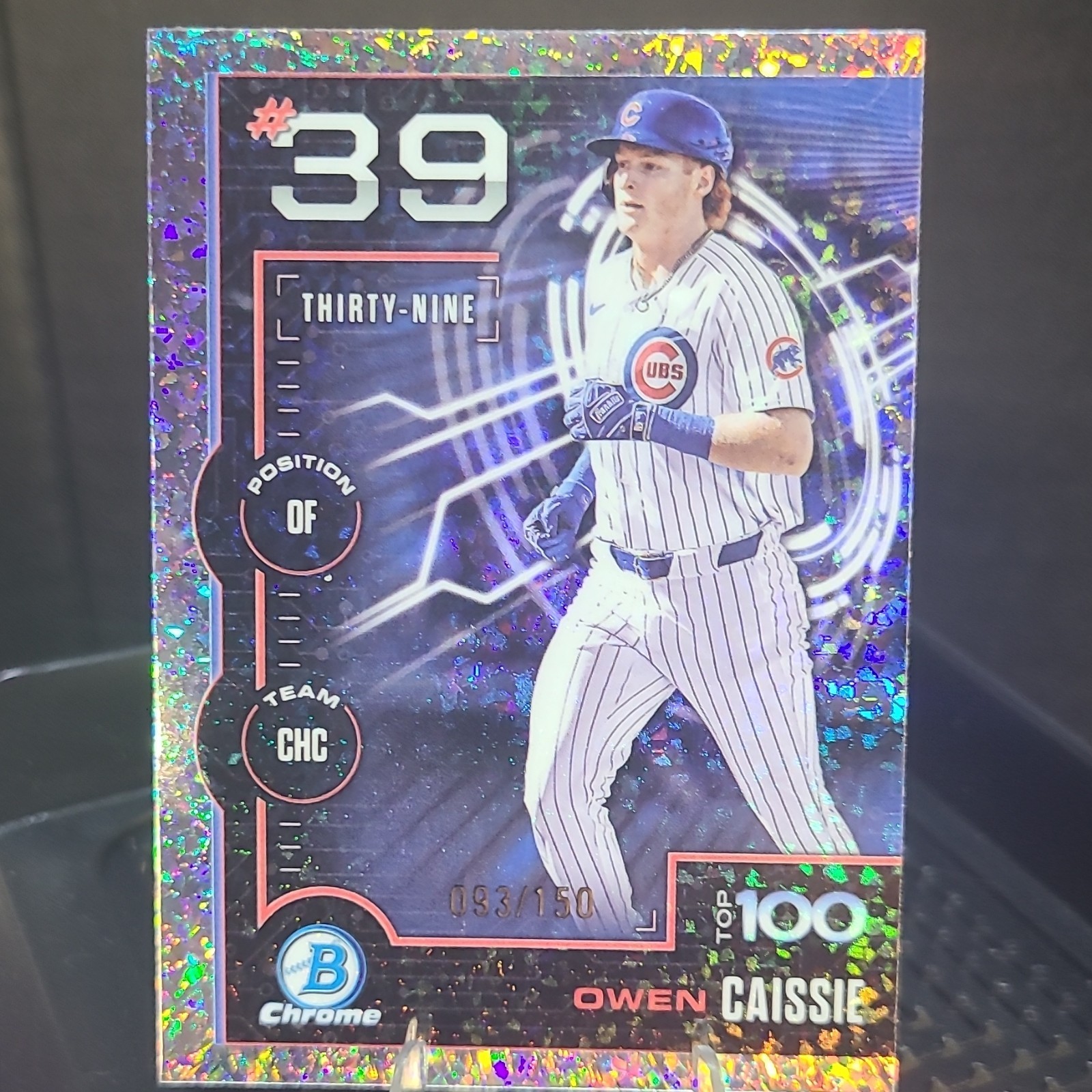 Topps 2025 Bowman Scouts Top 100 Chrome Owen Caissie BTP-39 Mini-Diamond /150 RC