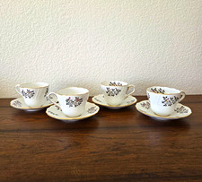 Vintage Spode SP115 Bird Tea Cups Saucers Set of 4 Bone China England Gold Trim
