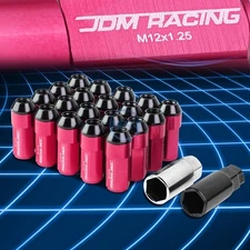 29mm Aluminum M12x1.25 6-Point 23mm OD Pink 20 Lug Nuts w/24mm Caps Set+Adapter
