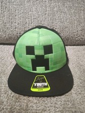 Minecraft Mojang Boys Youth One Size Black  Green Creeper Baseball Cap Hat NWT