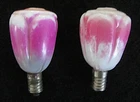2 WORKING~VINTAGE C6 PAINTED MILK GLASS~FIGURAL CHRISTMAS LIGHT BULBS~FLOWER