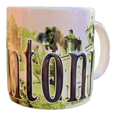 Americaware San Antonio Alamo Souvenir 3D Green Coffee Mug 18 oz 2006