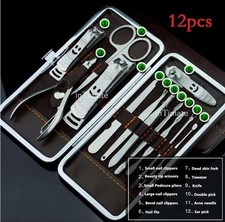 New Professional Set Nail Care Manicure Pedicure Cuticle Clippers Tool Kit 12pcs