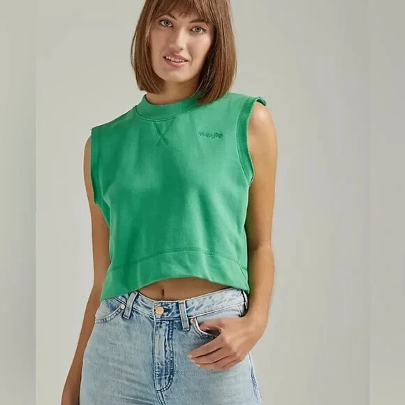 Wrangler Women's Sleeveless Sweatshirt Leprechaun Green NWT Size L