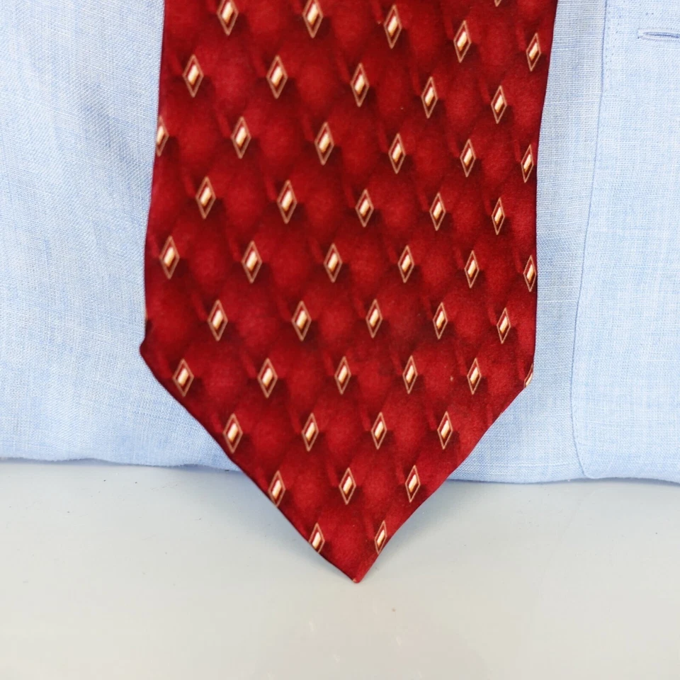 Corbata de cuello con flecha para hombre roja viva brillante traje sólido occidental rústico vino fresco AMPLIO Foto 2 de 4