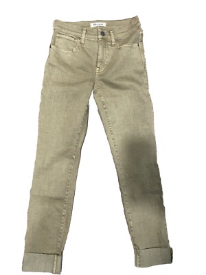 Madewell 9'' High Rise Olive Green Skinny Straight Mom Jeans Women 24/28