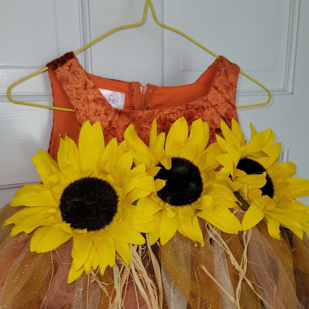 WISHCRAFT fall Scarecrow Tulle Orange Velvet Sunflower Tutu Dress