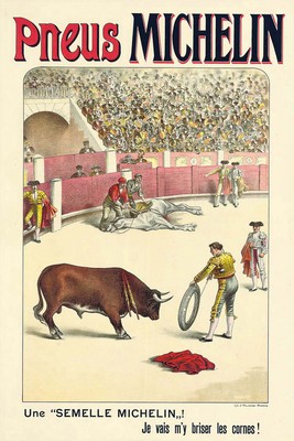 Anonymous ''Pneus Michelin'' bull Brown Artwork PAPER or CANVAS Fine Art Print