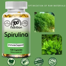 Organic Spirulina 700mg 120 Cap Vegan Detox Weight Loss Immune Support Non GMO