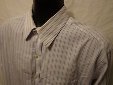 Mens Tommy Hilfiger Ithaca Dress Shirt 16 1/2 34-35 Blue Stripe 100 Cotton